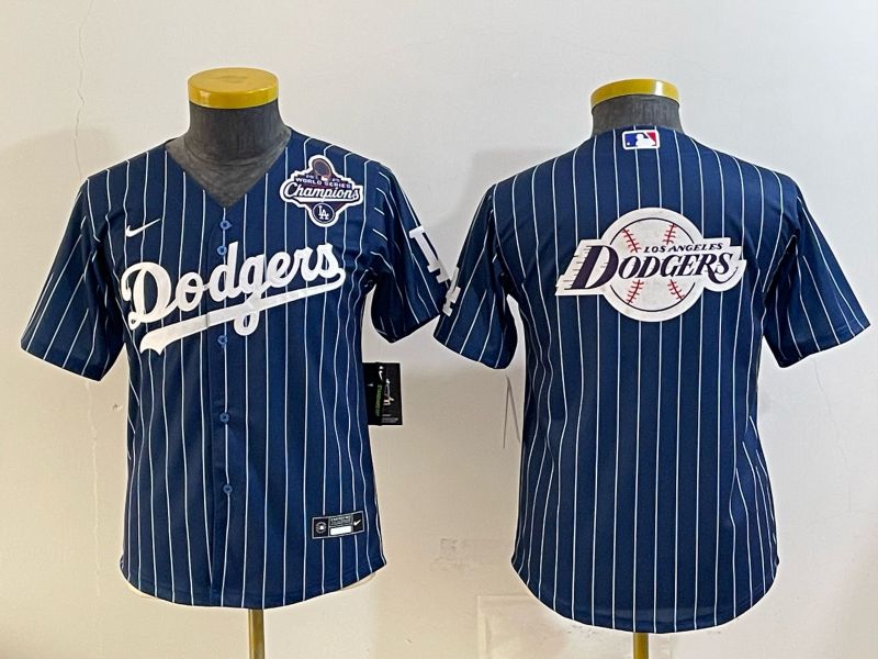Youth 2026 Los Angeles Dodgers Blank Drak Blue Stripe Game Nike MLB Jersey style 0014